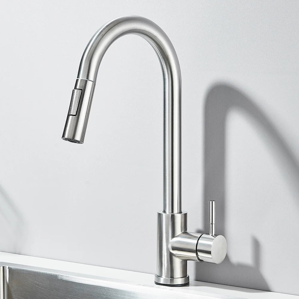Rozin Deck Mounted Flexible Pull Out Kitchen Faucet Hot Cold