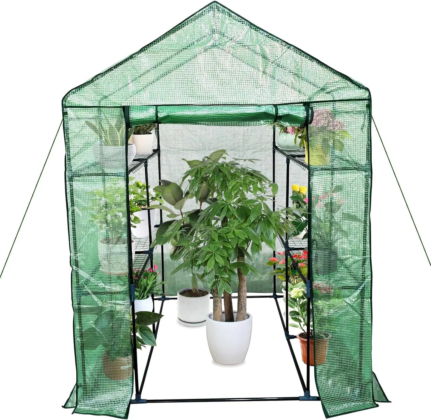 HiMISSH Portable Outdoor Greenhouse With Roll Up Door