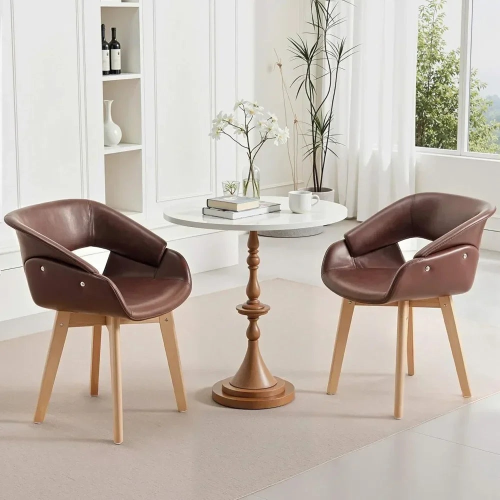 Guangbai Modern Faux Leather Dining Chairs Set of 2