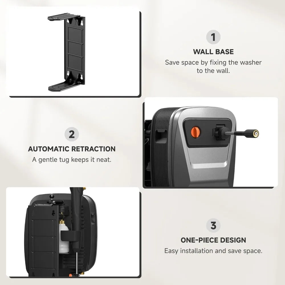 2500 PSI Pressure Washer with Foam Cannon, 65 FT Hose & 4 Nozzles for Cars/Patios/Driveways