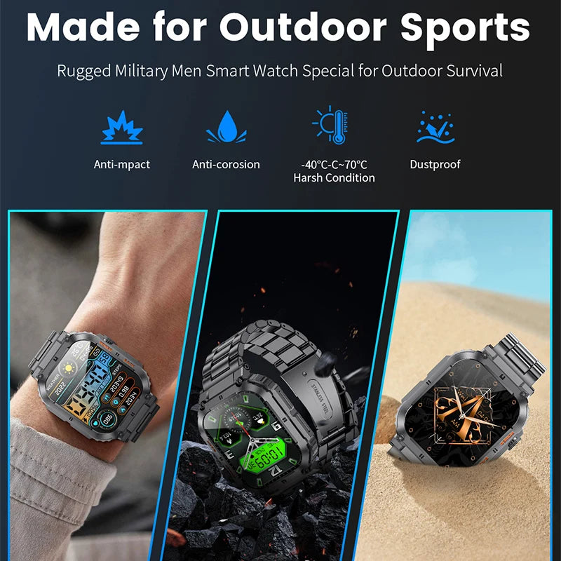 LIGEC Outdoor Fitness Waterproof Smartwatch With Bluetooth Calling