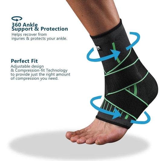 Ankle Brace Compression Sleeve Adjustable Support for Sprained Ankles