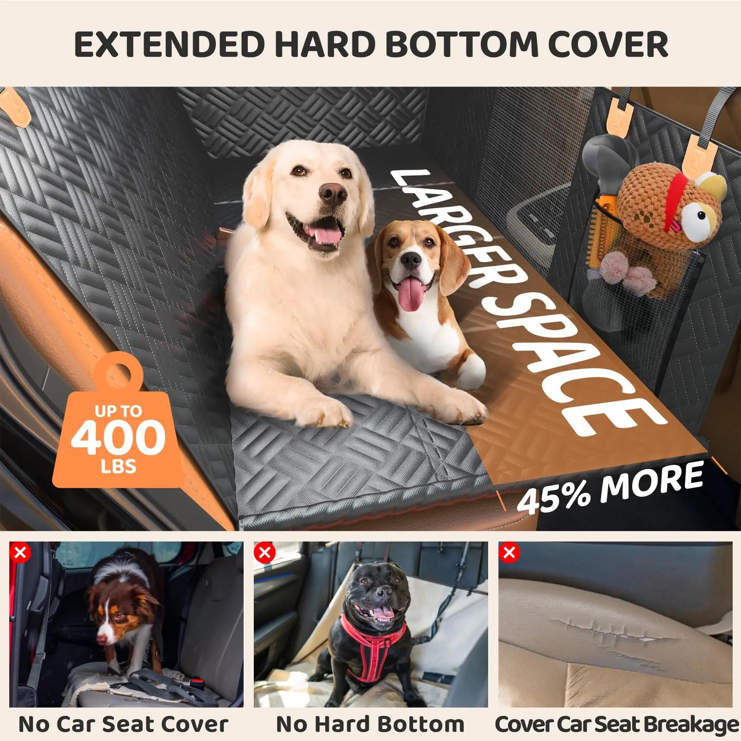NONECN Car Rear Seat Dog Hammock Cover Heavy Duty 400lb