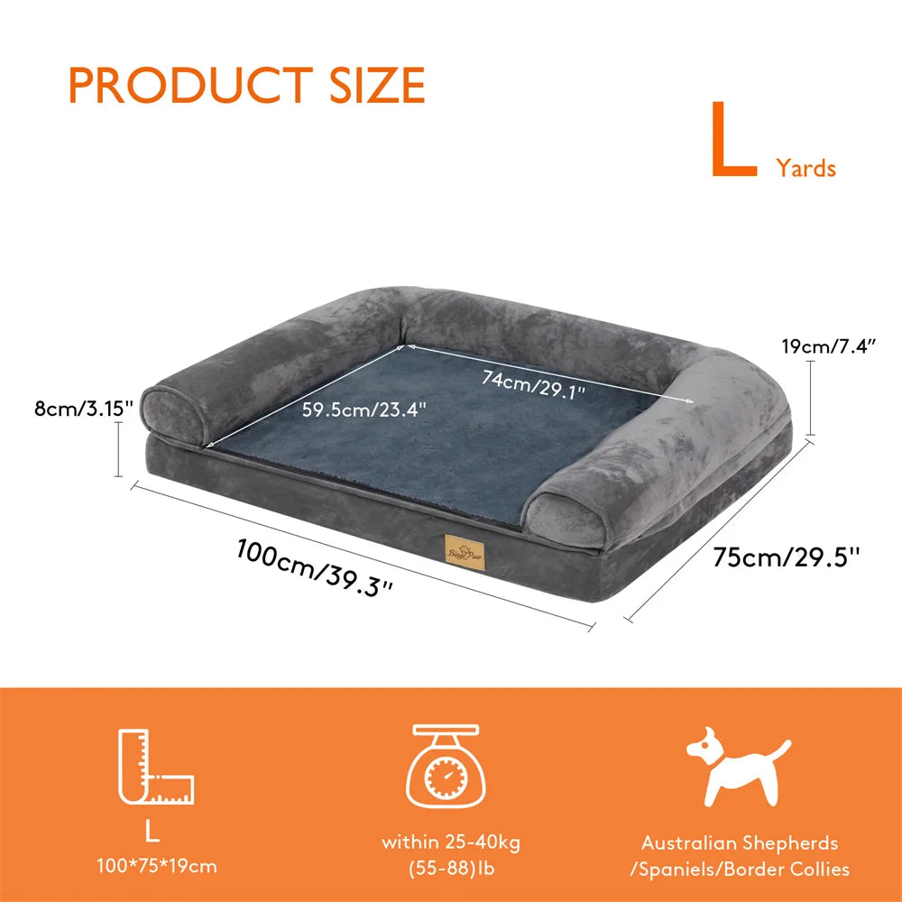 BORWARTCN Orthopedic Memory Foam Dog Bed With Removable Waterproof Cover
