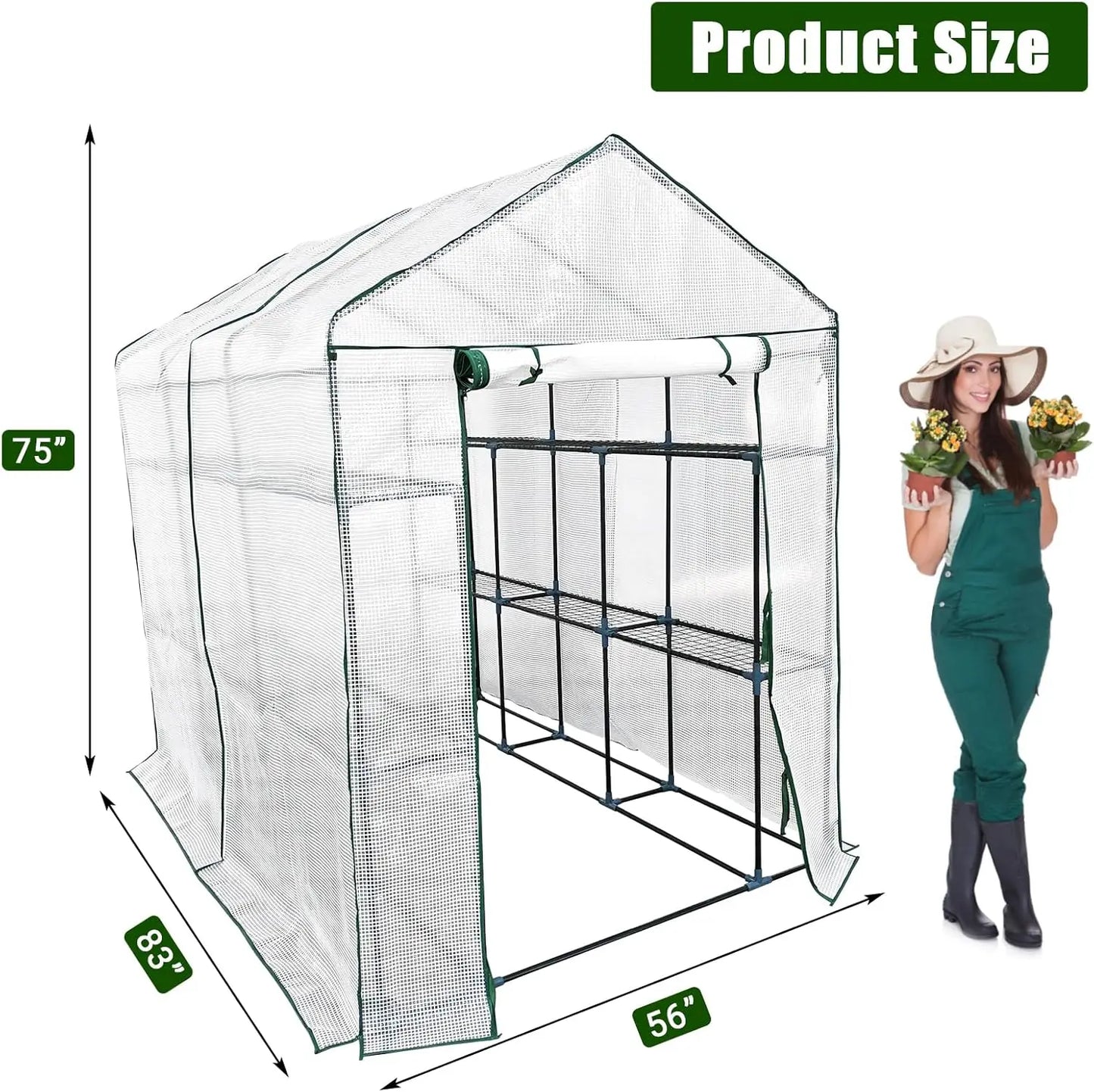 HiMISSH Portable Outdoor Greenhouse With Roll Up Door