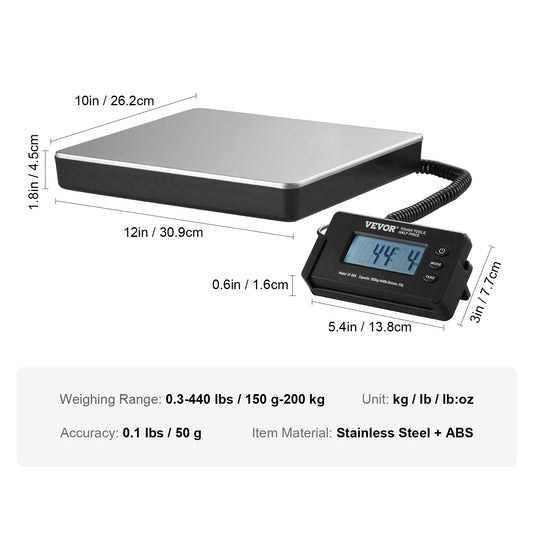 SucceBuy 440Lb Digital Shipping Scale With Timer Tare
