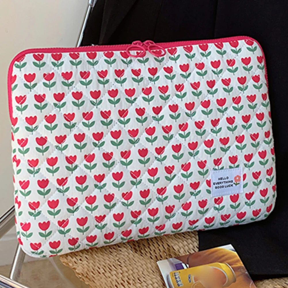 VKTECH Cute Flower Laptop Sleeve With Zipper Closure