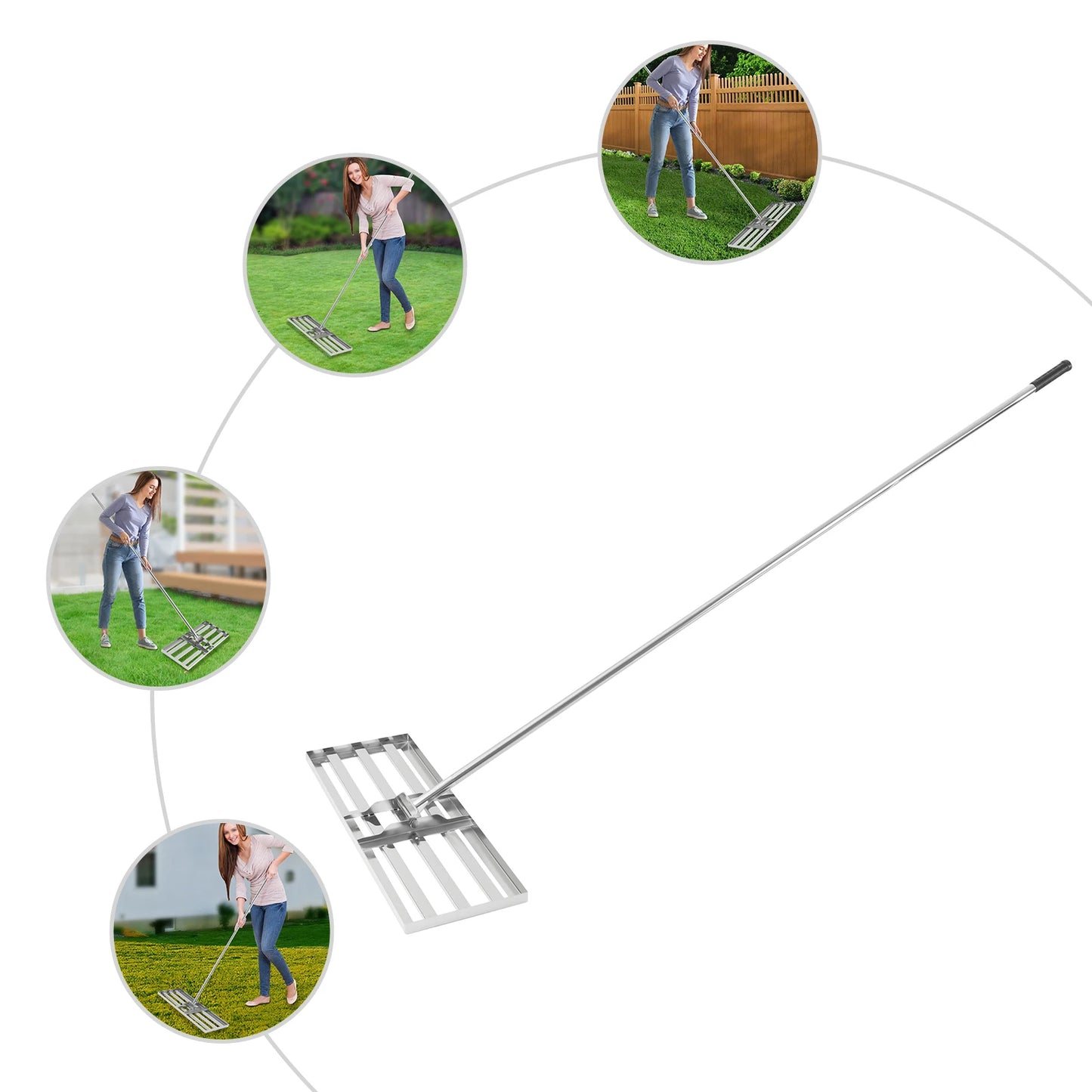 Bymaocar Adjustable Lawn Leveling Rake With Steel Handle