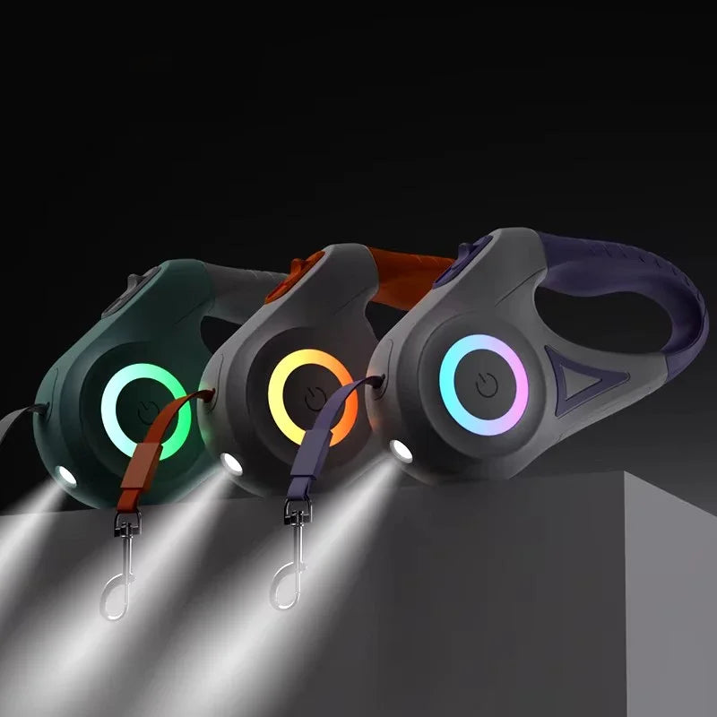 Automatic Retractable Dog Leash With Led Light And Nylon