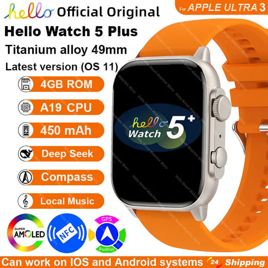 Hello Watch 5 Plus Ultra3 Smartwatch 4G NFC Bluetooth AMOLED
