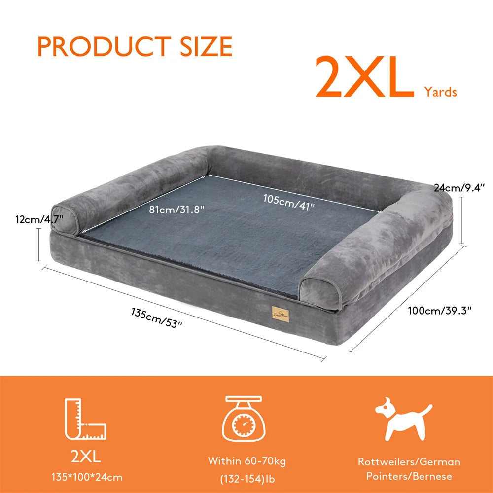 BORWARTCN Orthopedic Memory Foam Dog Bed With Removable Waterproof Cover