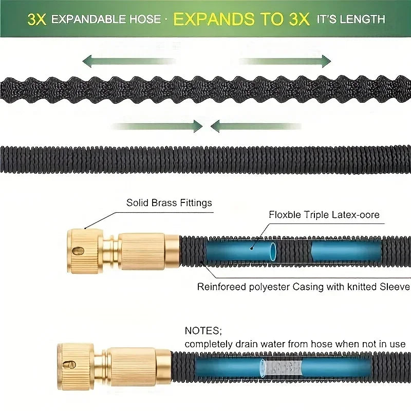 Expandable Magic Hose High Pressure Car Wash Garden Hose With Spray Gun Set