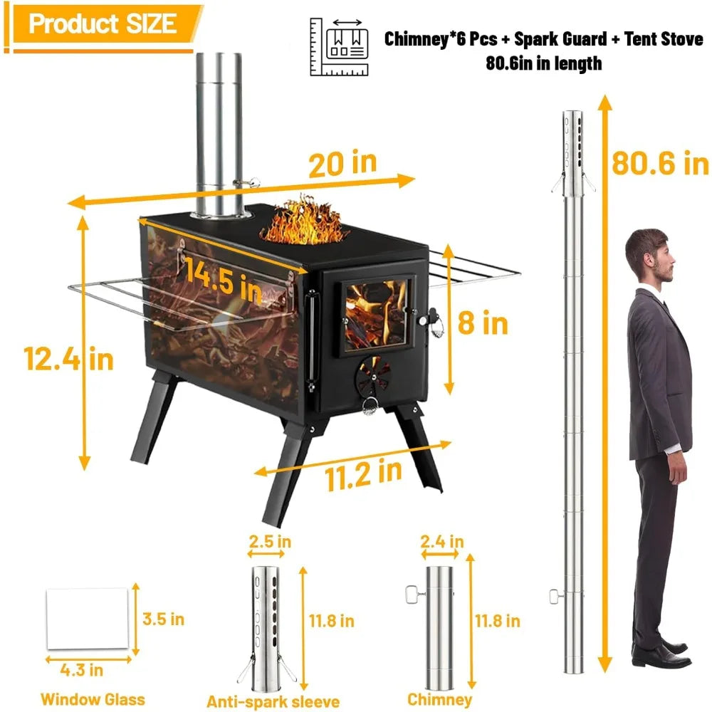 TIFICY Portable Outdoor Wood Fired Stove for Heating and Cooking