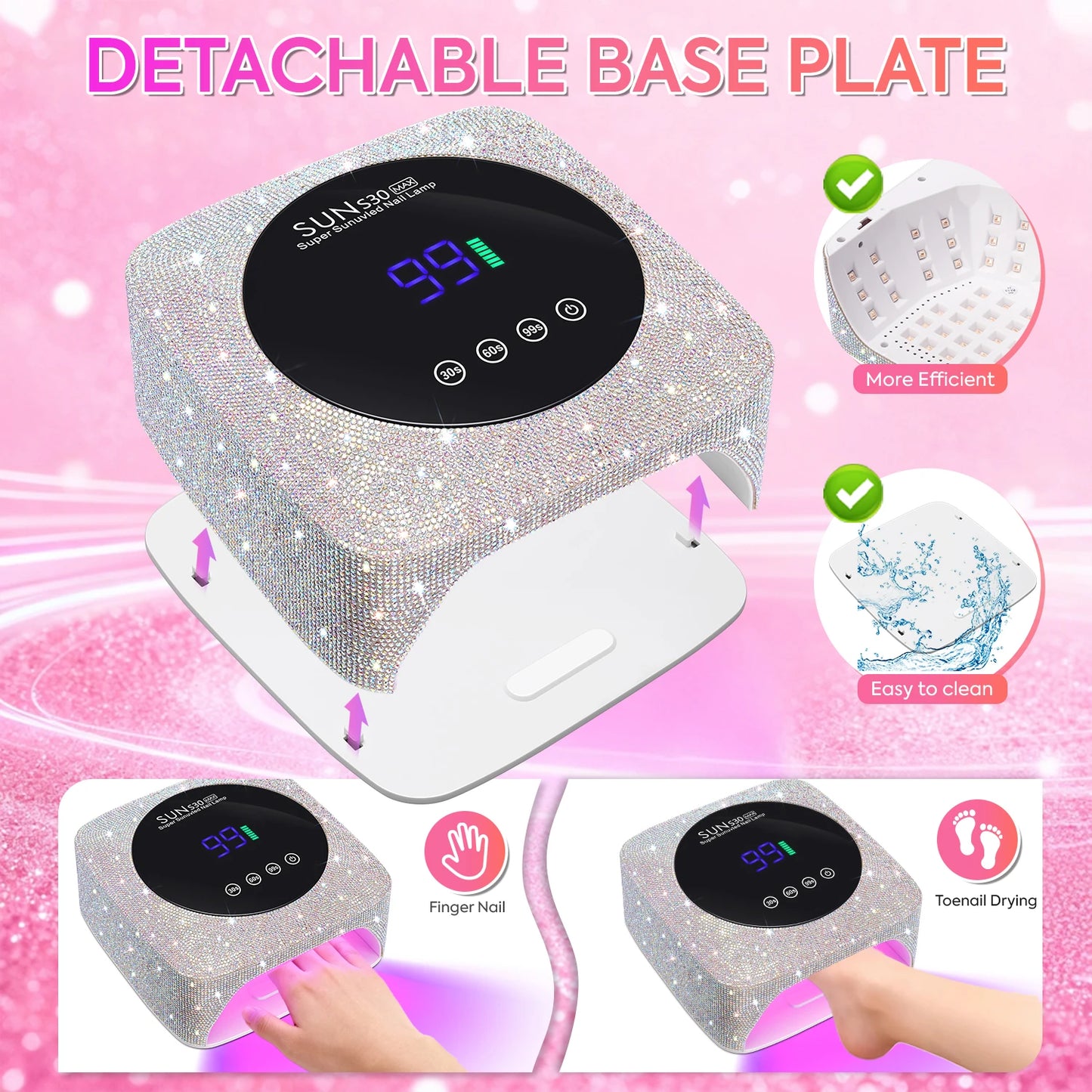 UV LED Nail Lamp 57 LEDs Wireless Gel Polish Curing