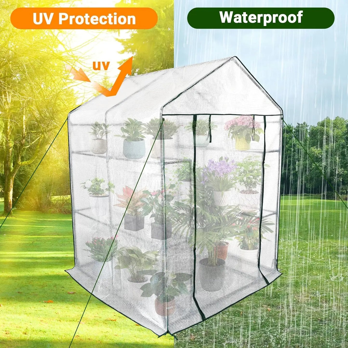 HiMISSH Outdoor Greenhouse Portable Roll Up Zippered Door With Anchors