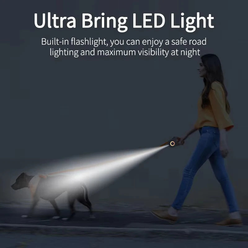 Automatic Retractable Dog Leash With Led Light And Nylon