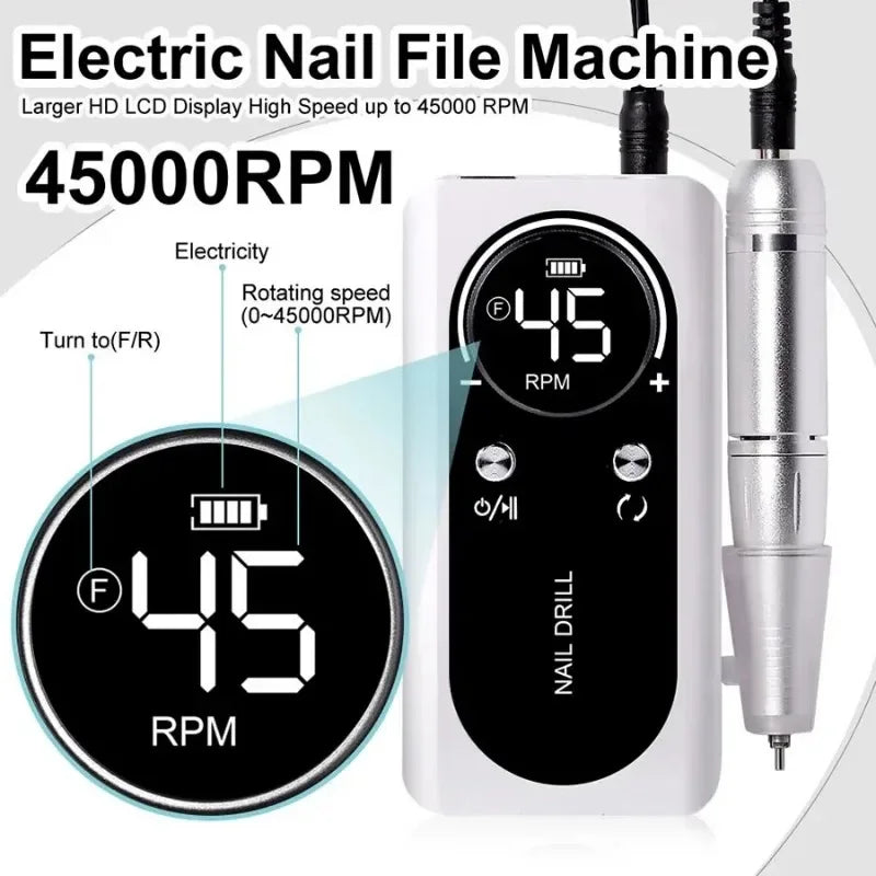 Professional 45000RPM Electric Portable Nail Drill Machine For Manicure
