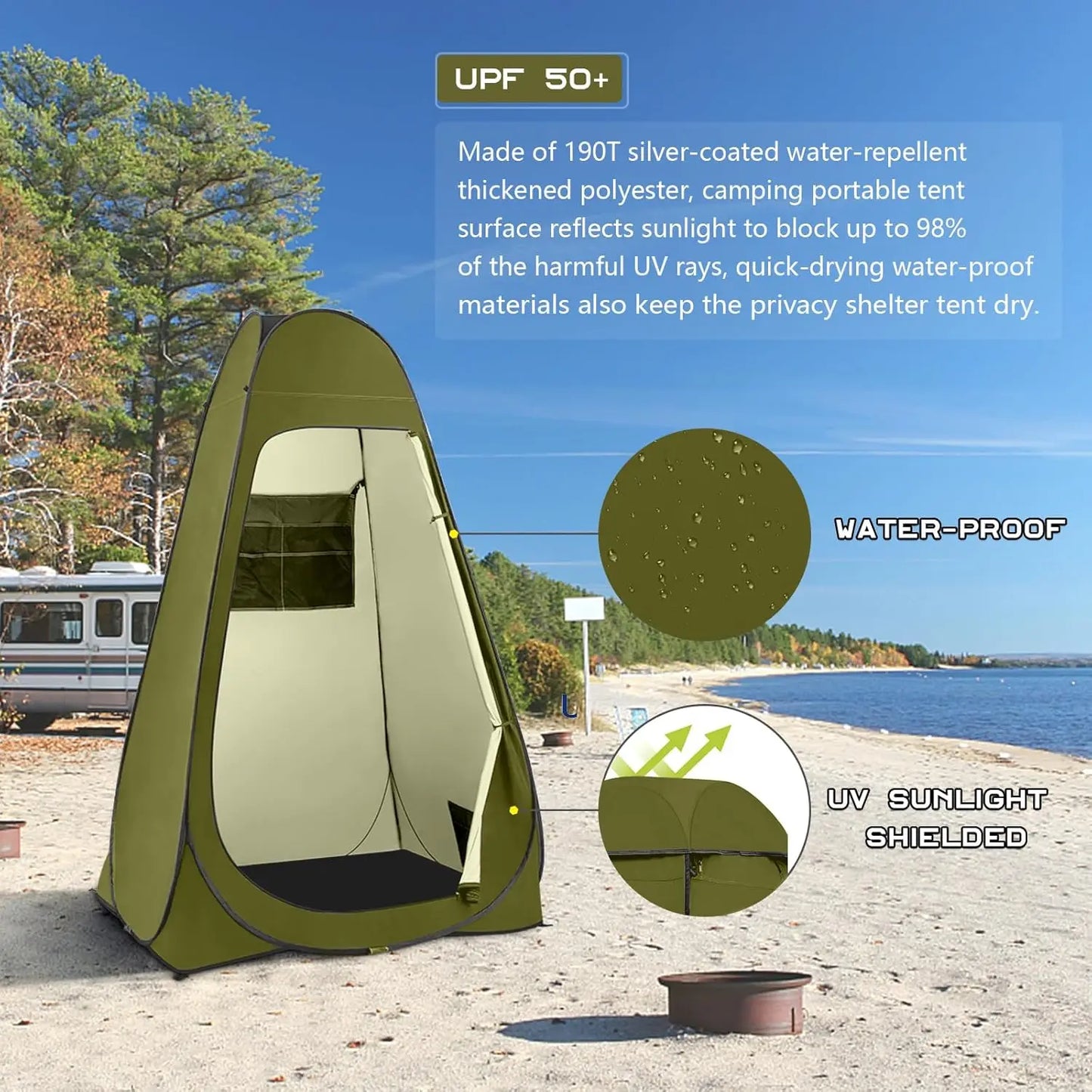 Pop Up Shower Tent Portable Privacy Changing Shelter With Windows