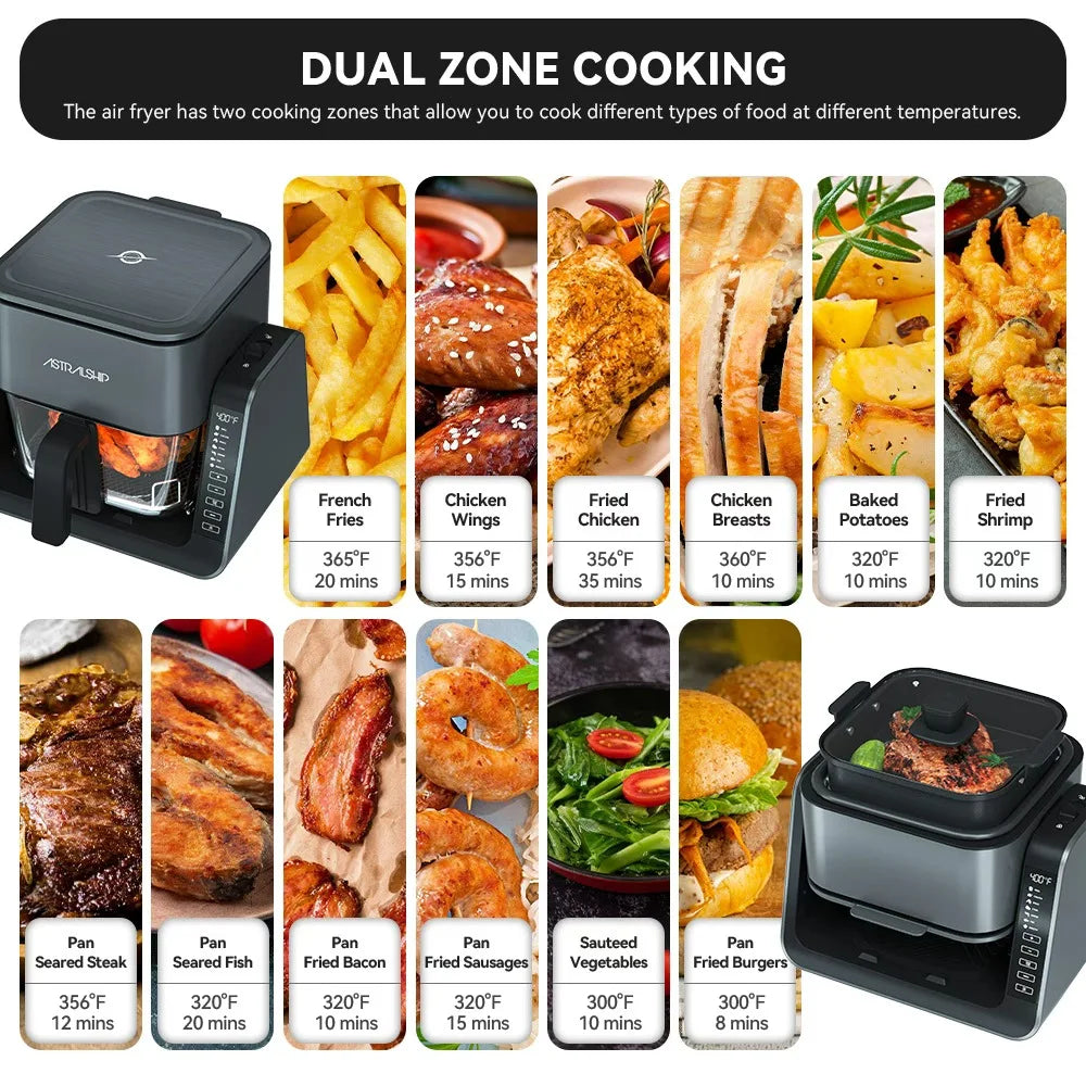 Compact Glass Air Fryer and Grill With Digital Presets