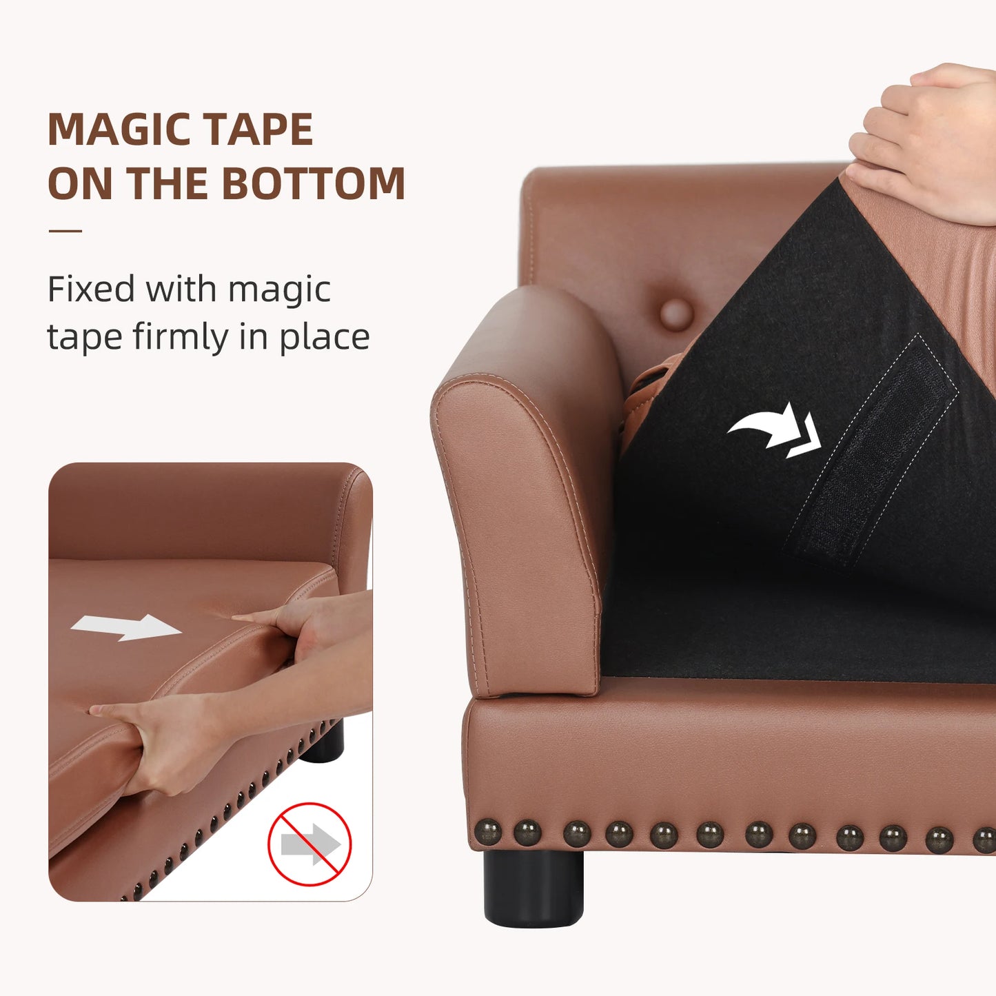BORWARTCN Elevated PU Leather Dog Bed Waterproof With Removable Cushion