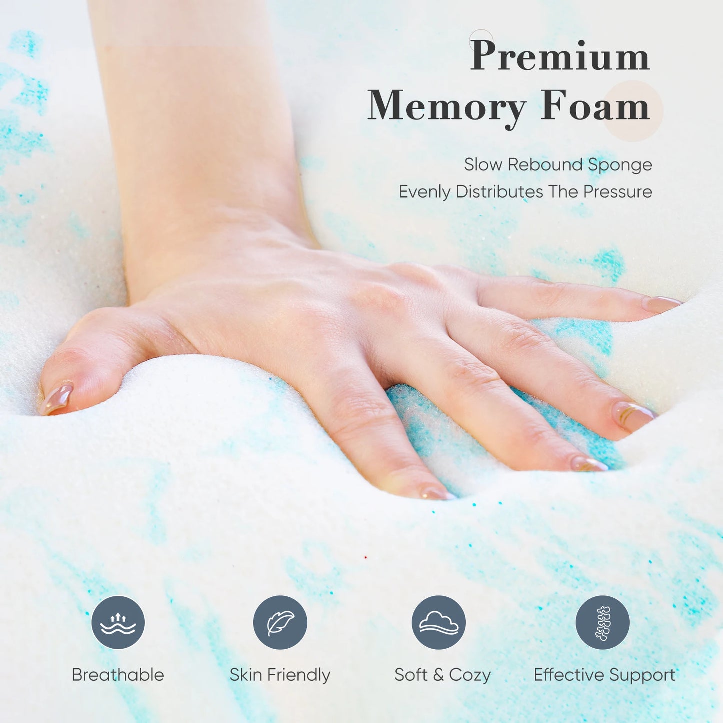 JHK Gel Memory Foam Mattress Topper For Cooling Comfort