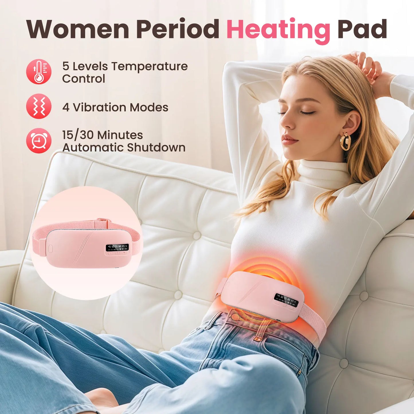 PASTSKY Waist Massage Belt 5 Modes Electric Heating Vibration