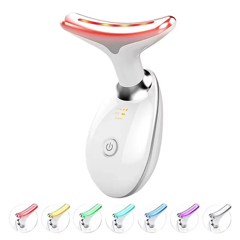 Seven Colors LED Facial Neck Beauty Device With Vibration Massage