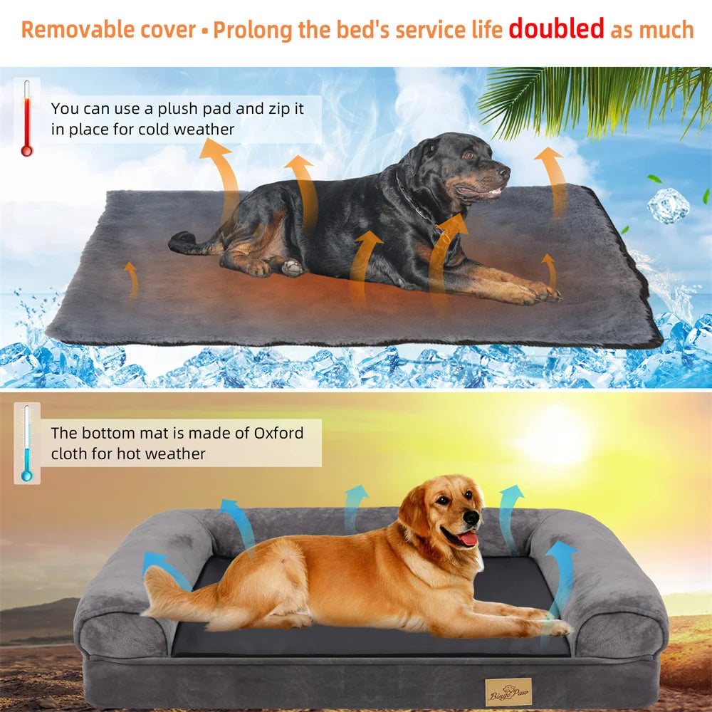 BORWARTCN Orthopedic Memory Foam Dog Bed With Removable Waterproof Cover