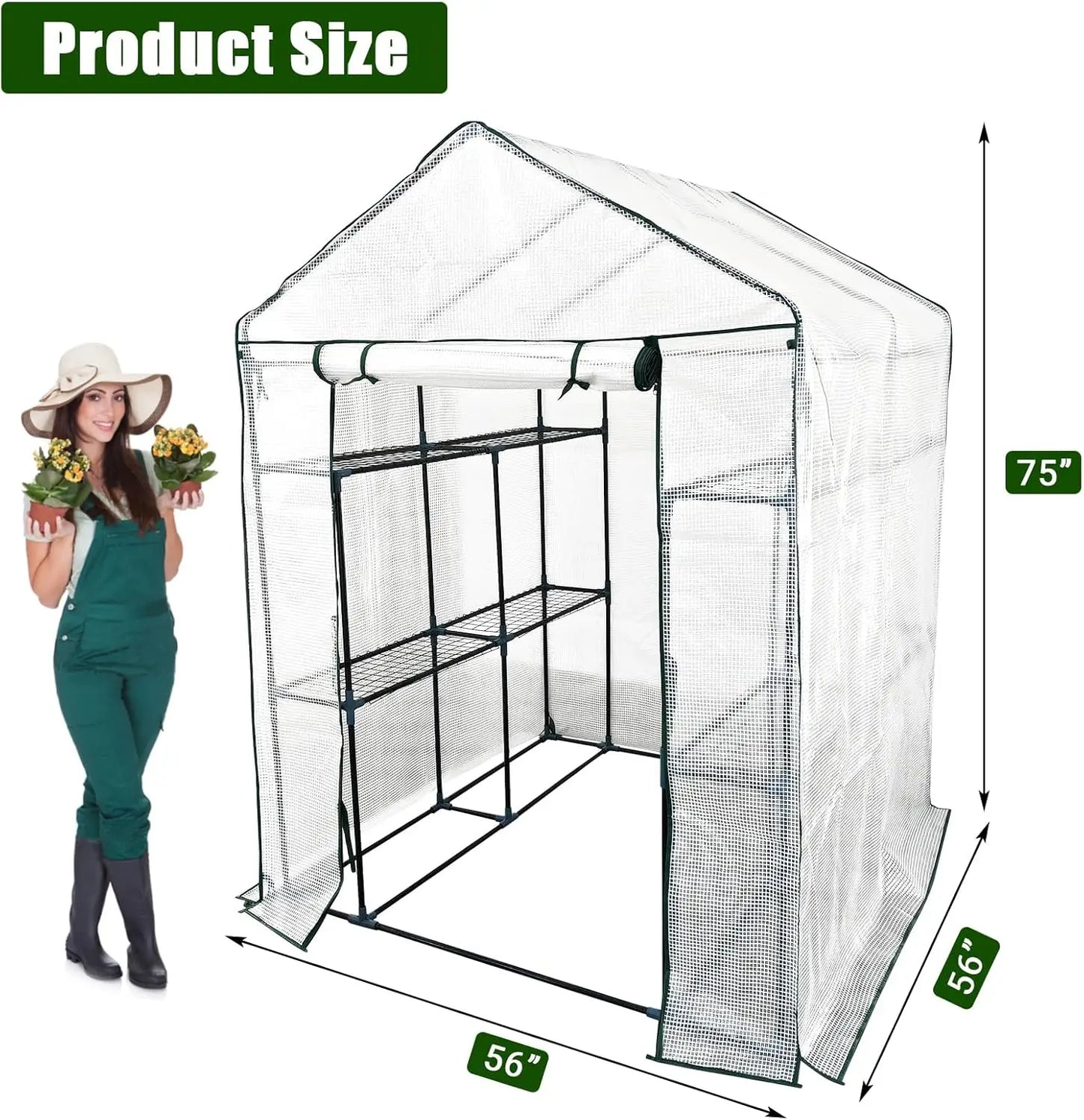 HiMISSH Outdoor Greenhouse Portable Roll Up Zippered Door With Anchors