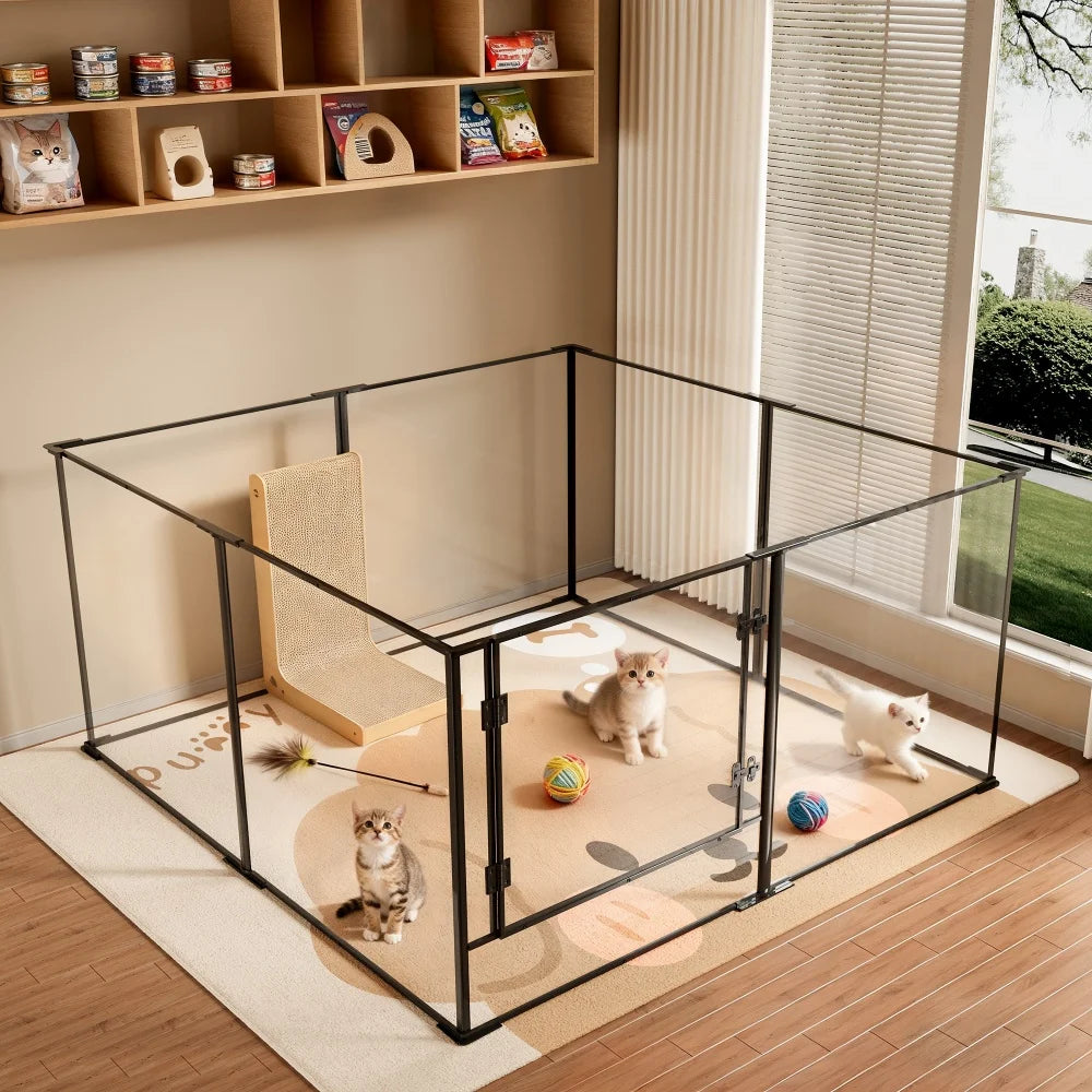 BORWAR Acrylic Dog Playpen Enclosure For Indoor Pets