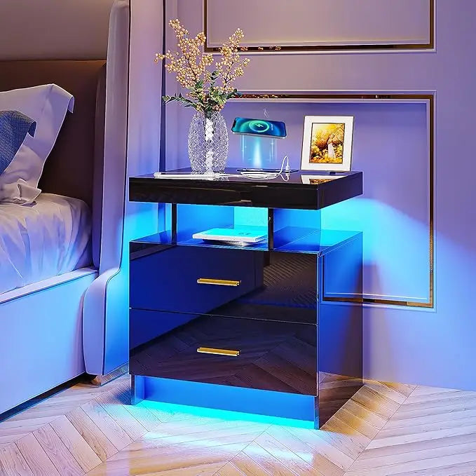 Auto LED Nightstand With Wireless Charging And USB Ports