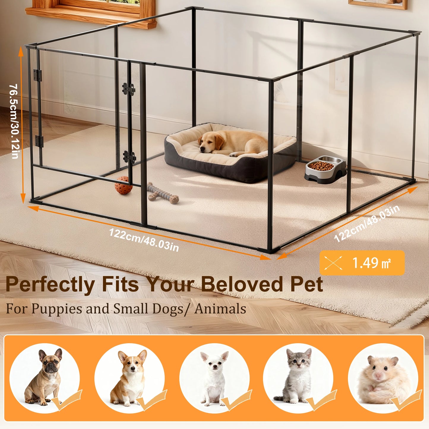 BORWAR Acrylic Dog Playpen Enclosure For Indoor Pets