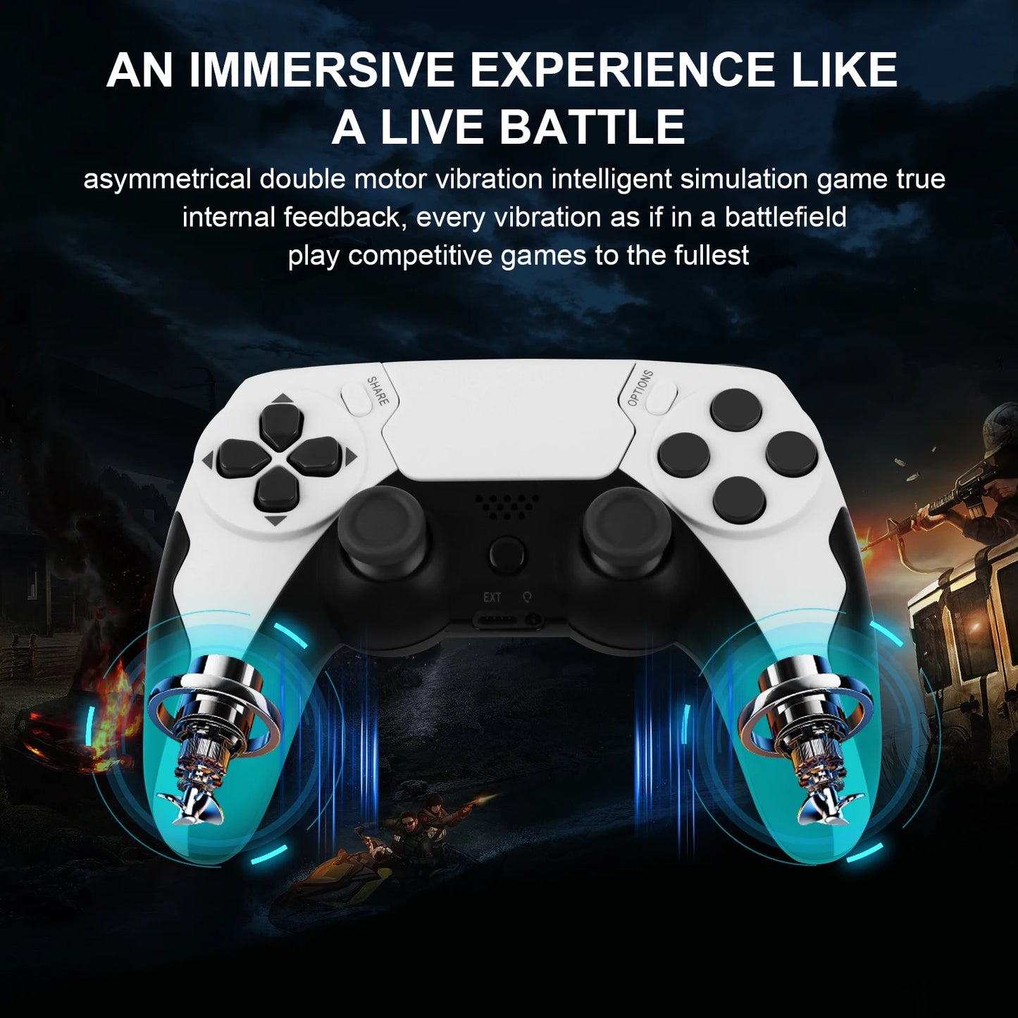 GAMINJA Wireless Controller Dual Vibration Gamepad for PS4 PS3 PC