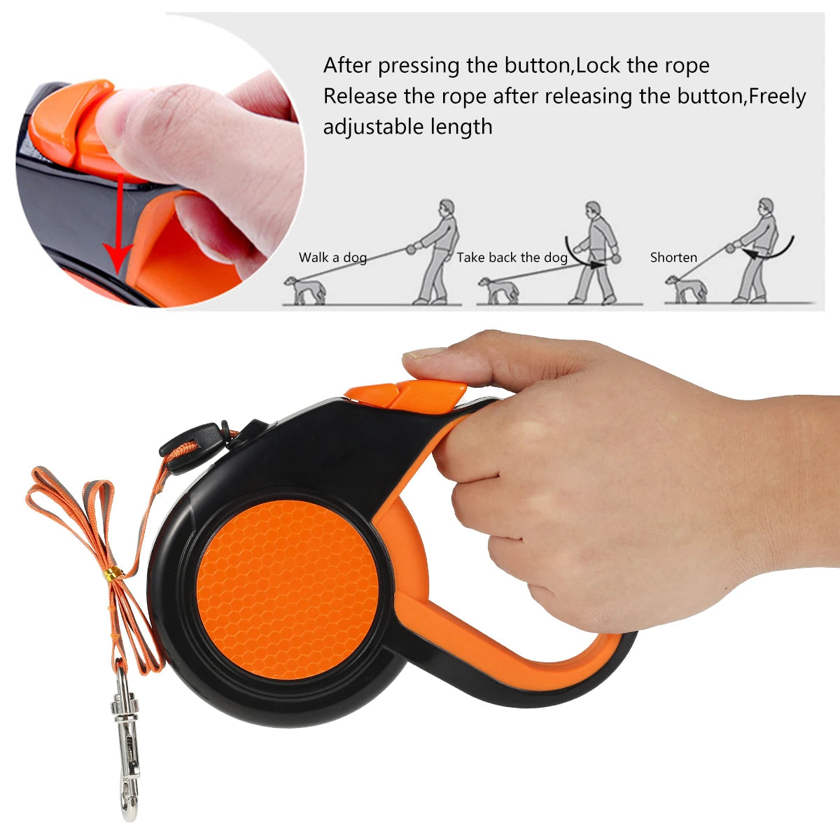 8M Retractable Dog Leash Heavy Duty With Reflective Tape