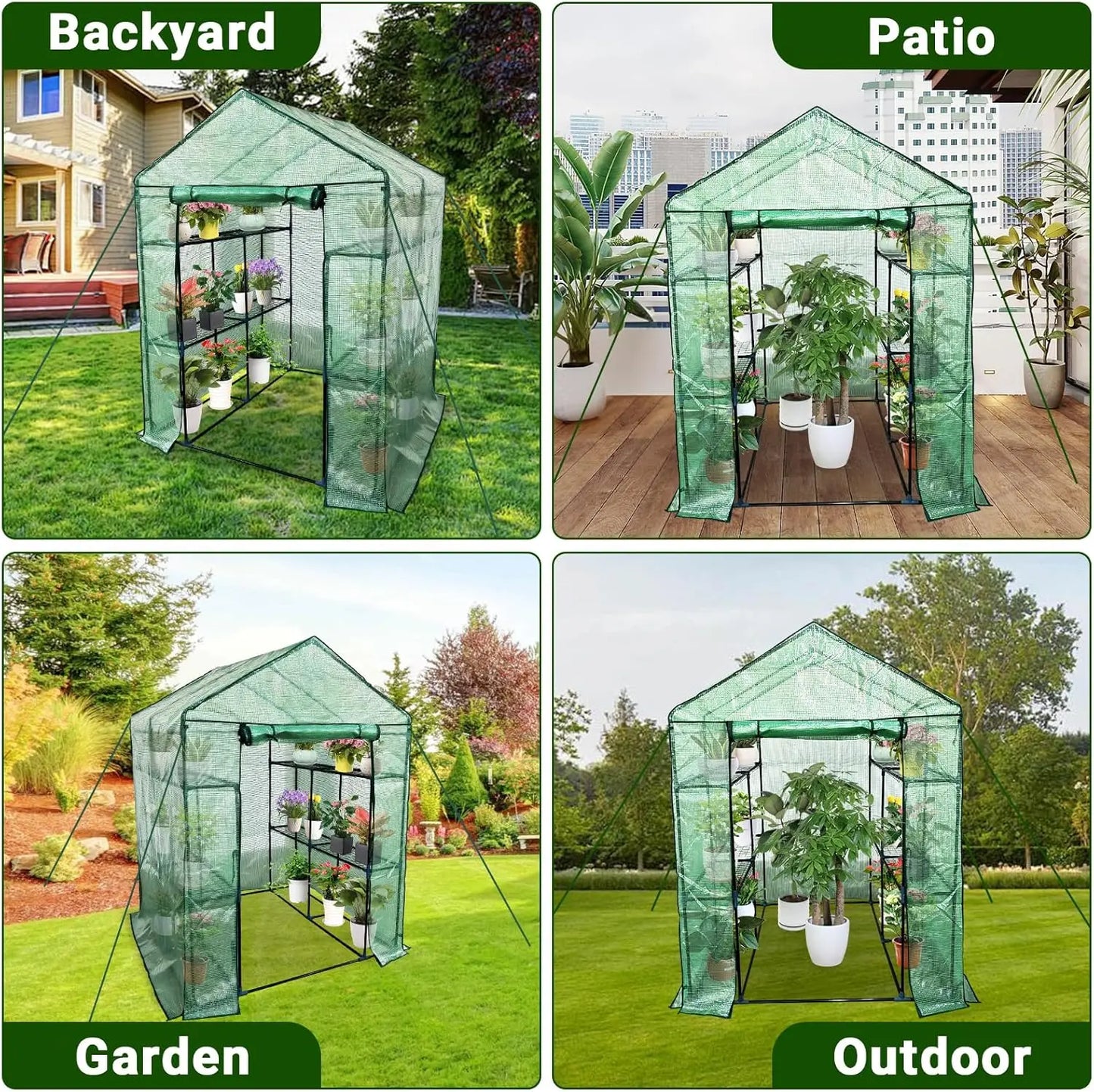 HiMISSH Outdoor Greenhouse Portable Roll Up Zippered Door With Anchors