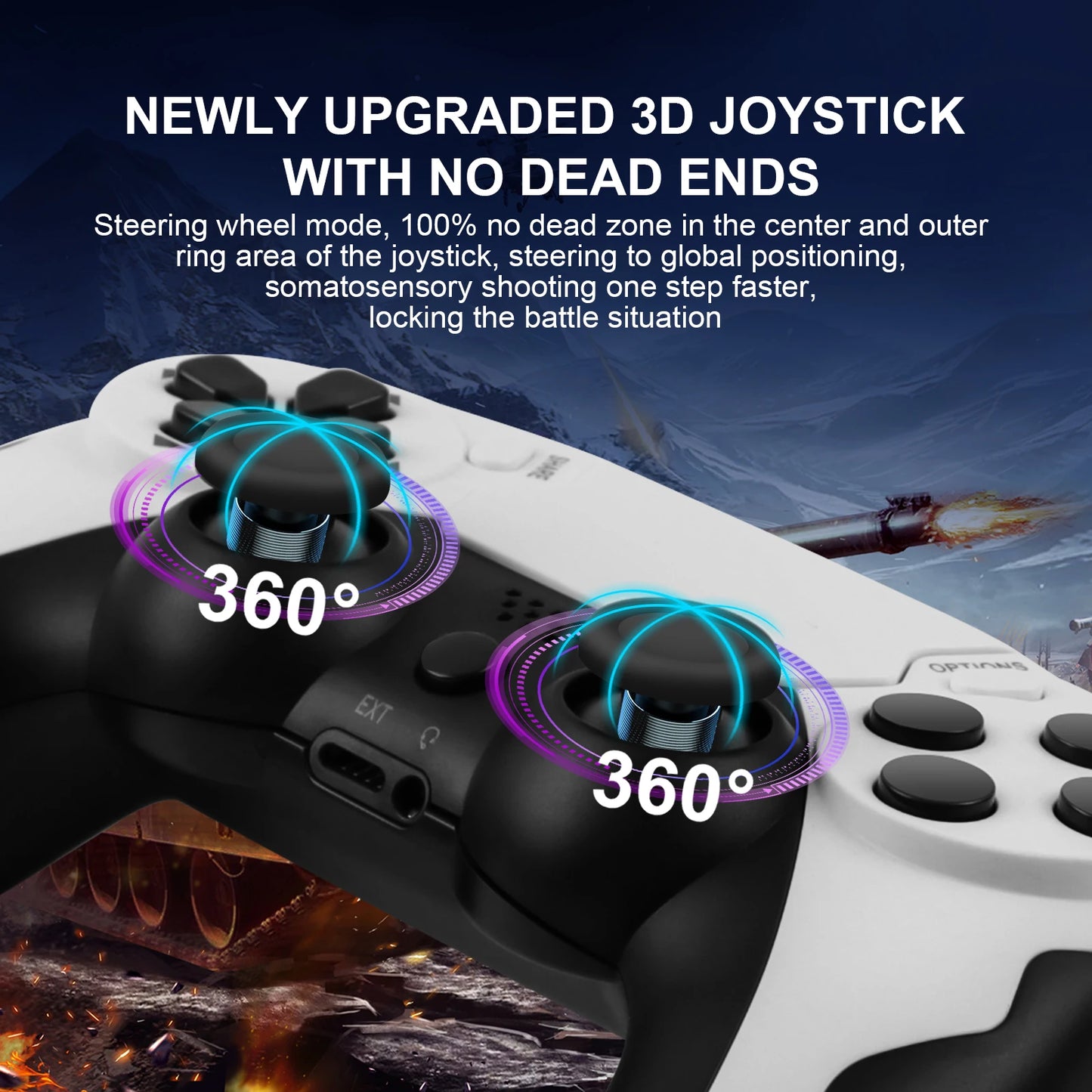 GAMINJA Wireless Controller Dual Vibration Gamepad for PS4 PS3 PC