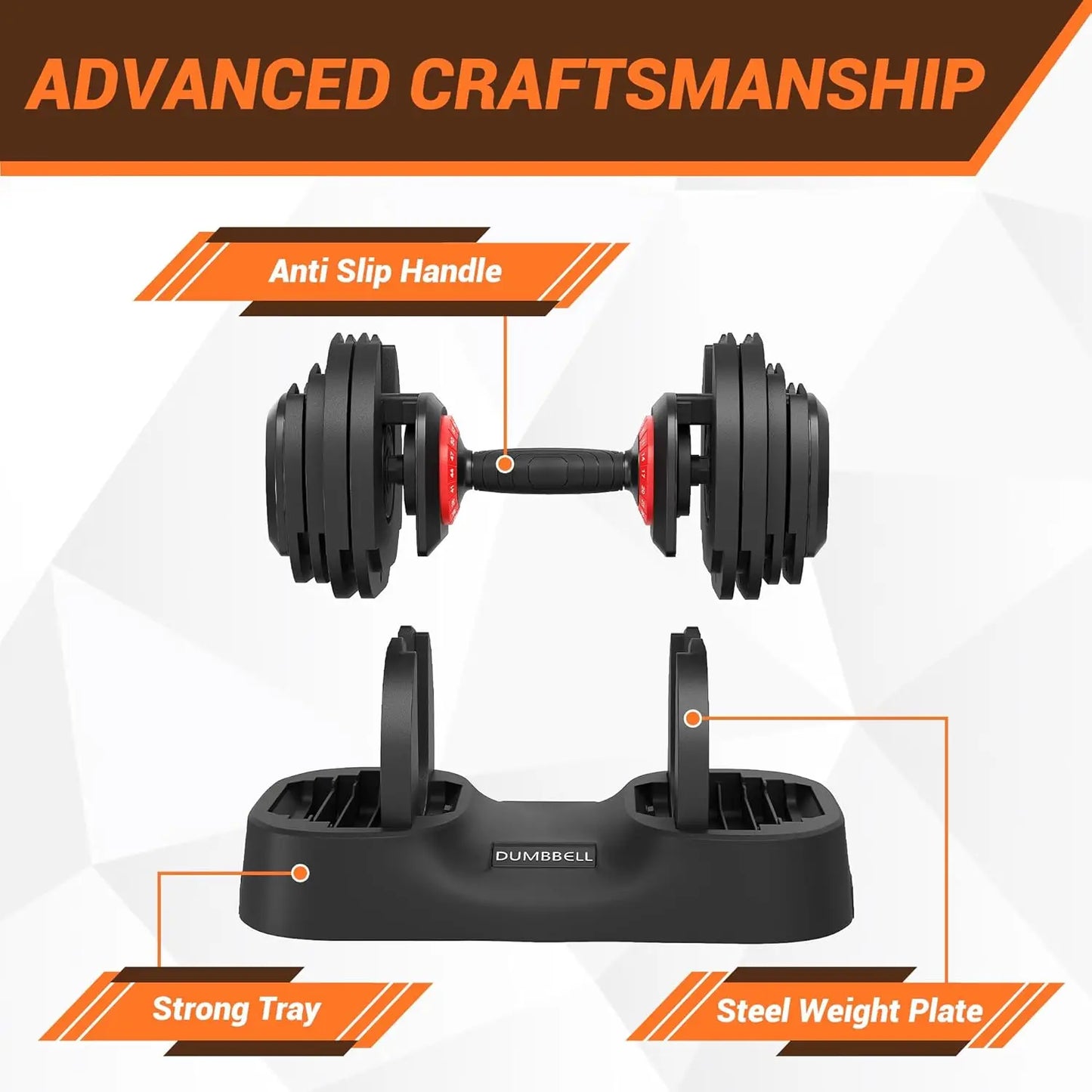 HiMISS 18 In 1 Adjustable Dumbbell Set With Tray Storage