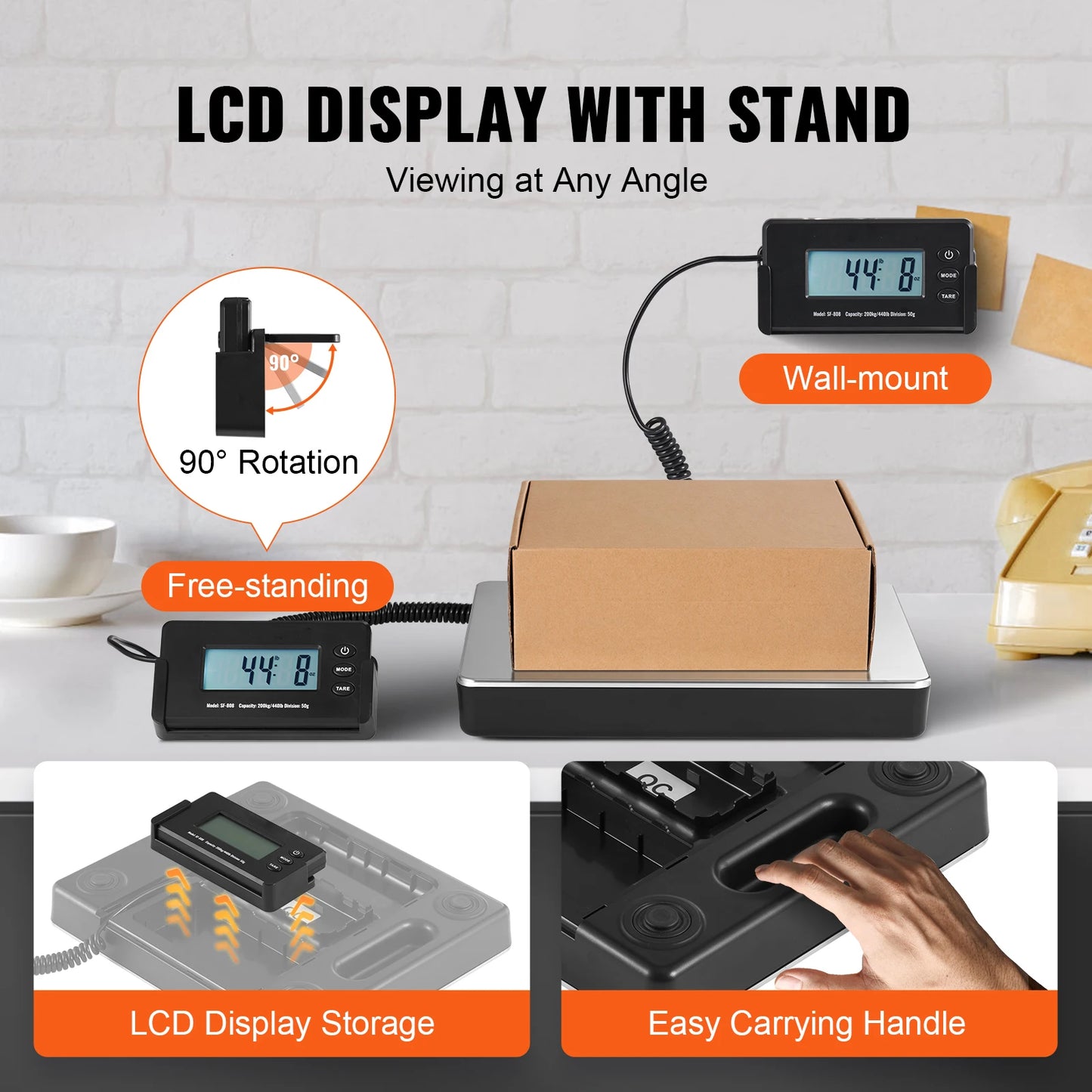 SucceBuy 440 Lb Digital Shipping Scale With Tare Function HD LCD