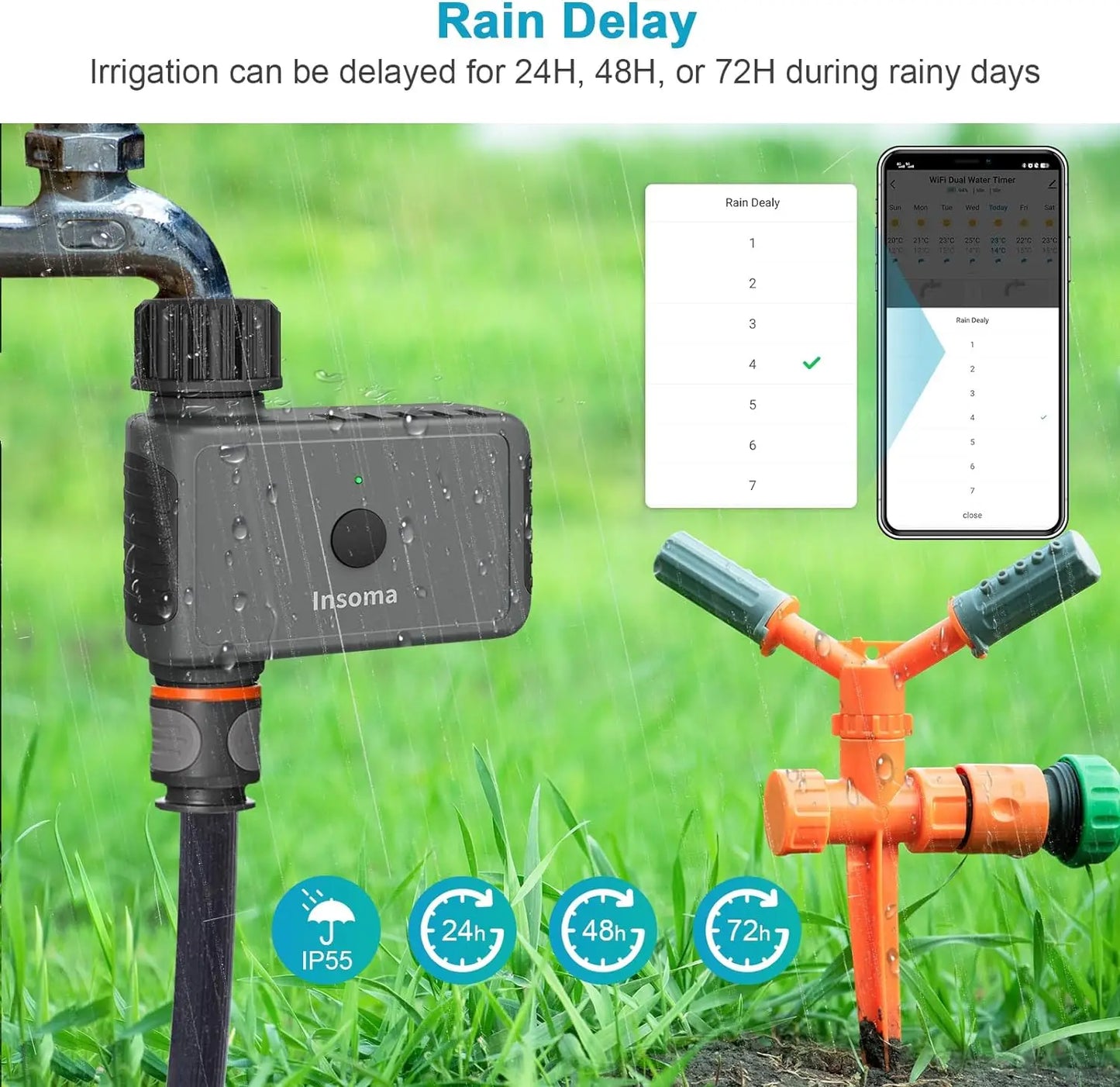 INSOMA WiFi Automatic Sprinkler Timer With Alexa Control
