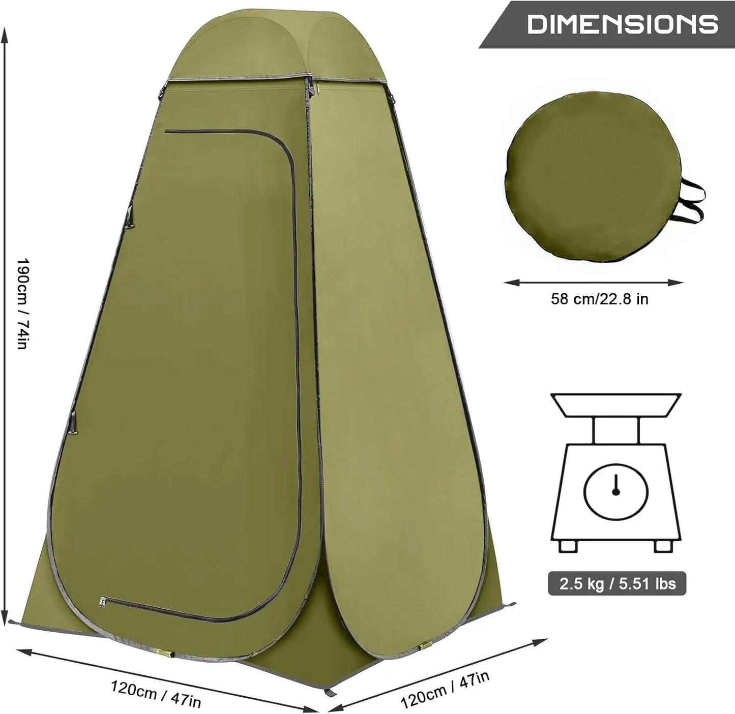 Pop Up Shower Tent Portable Privacy Changing Shelter With Windows