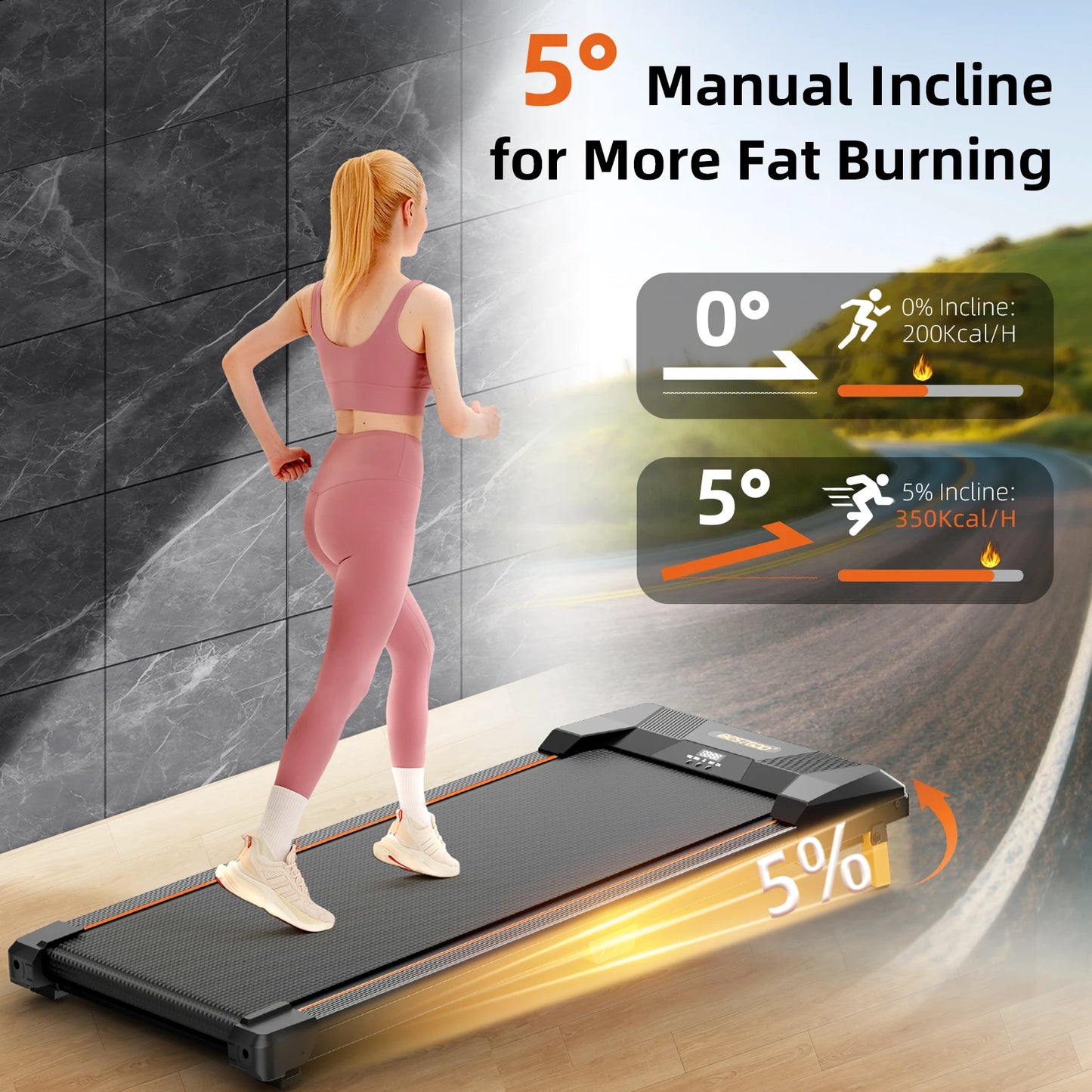 NONEDriving Under Desk Treadmill Incline Walking Pad 330Lbs
