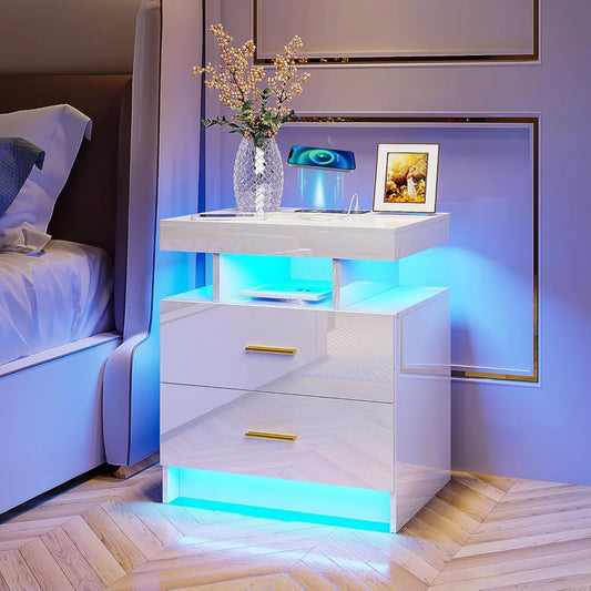 Auto LED Nightstand With Wireless Charging And USB Ports