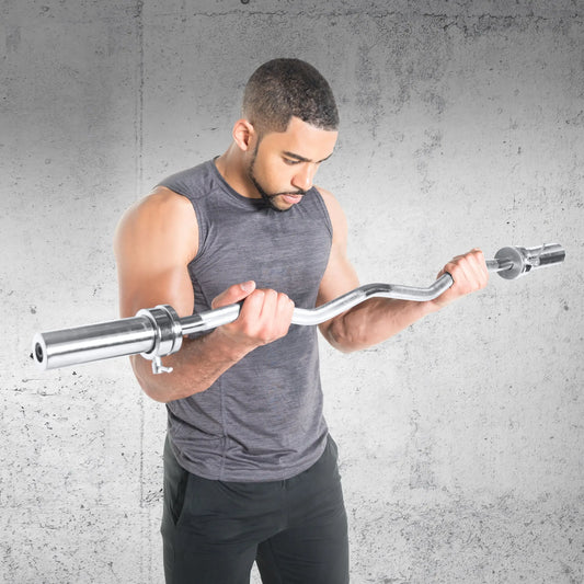 Curl Bar With Collars 200 Lb Capacity Chrome Steel