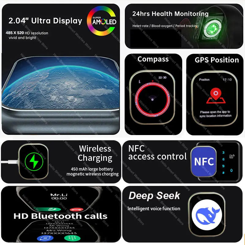 Hello Watch 5 Plus Ultra3 Smartwatch 4G NFC Bluetooth AMOLED