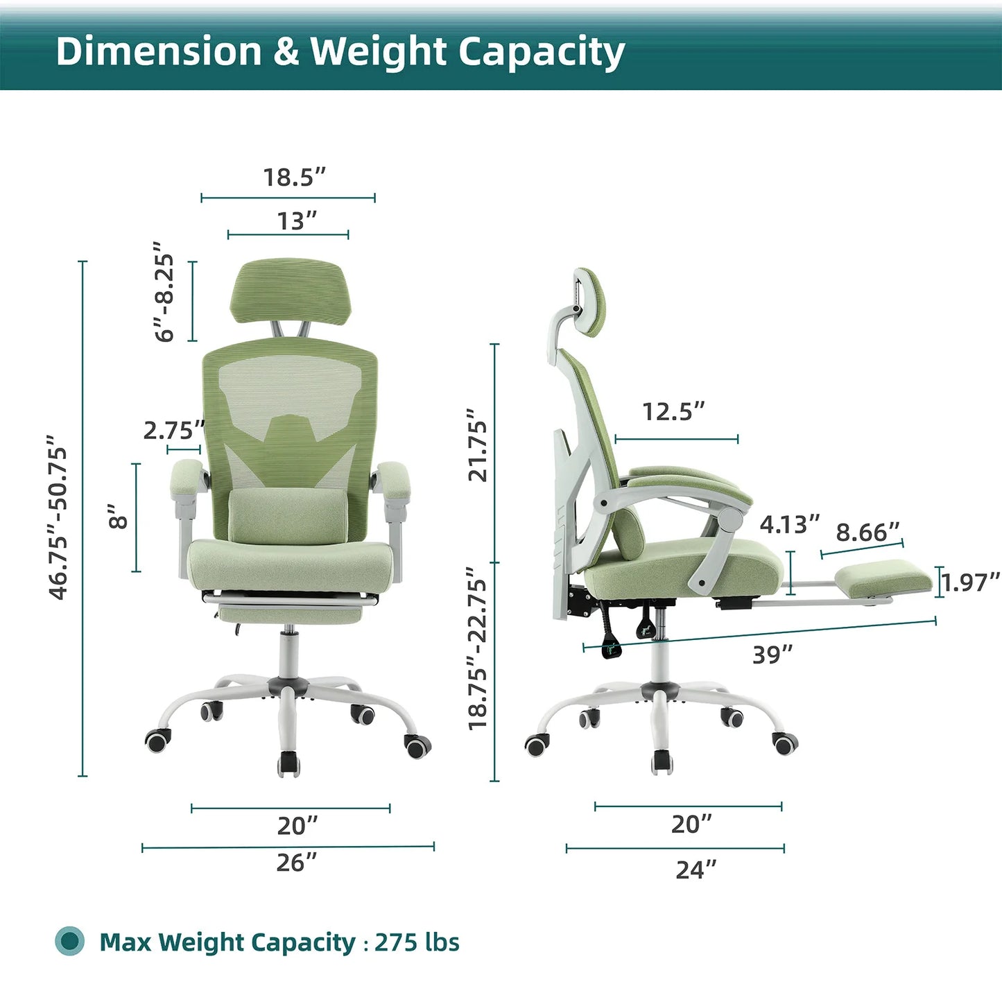 JHK Ergonomic High Back Mesh Chair With Lumbar Support