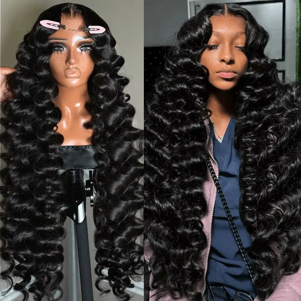 BUNGIOL Brazilian Remy Deep Wave Lace Front Wig With HD Transparent Lace