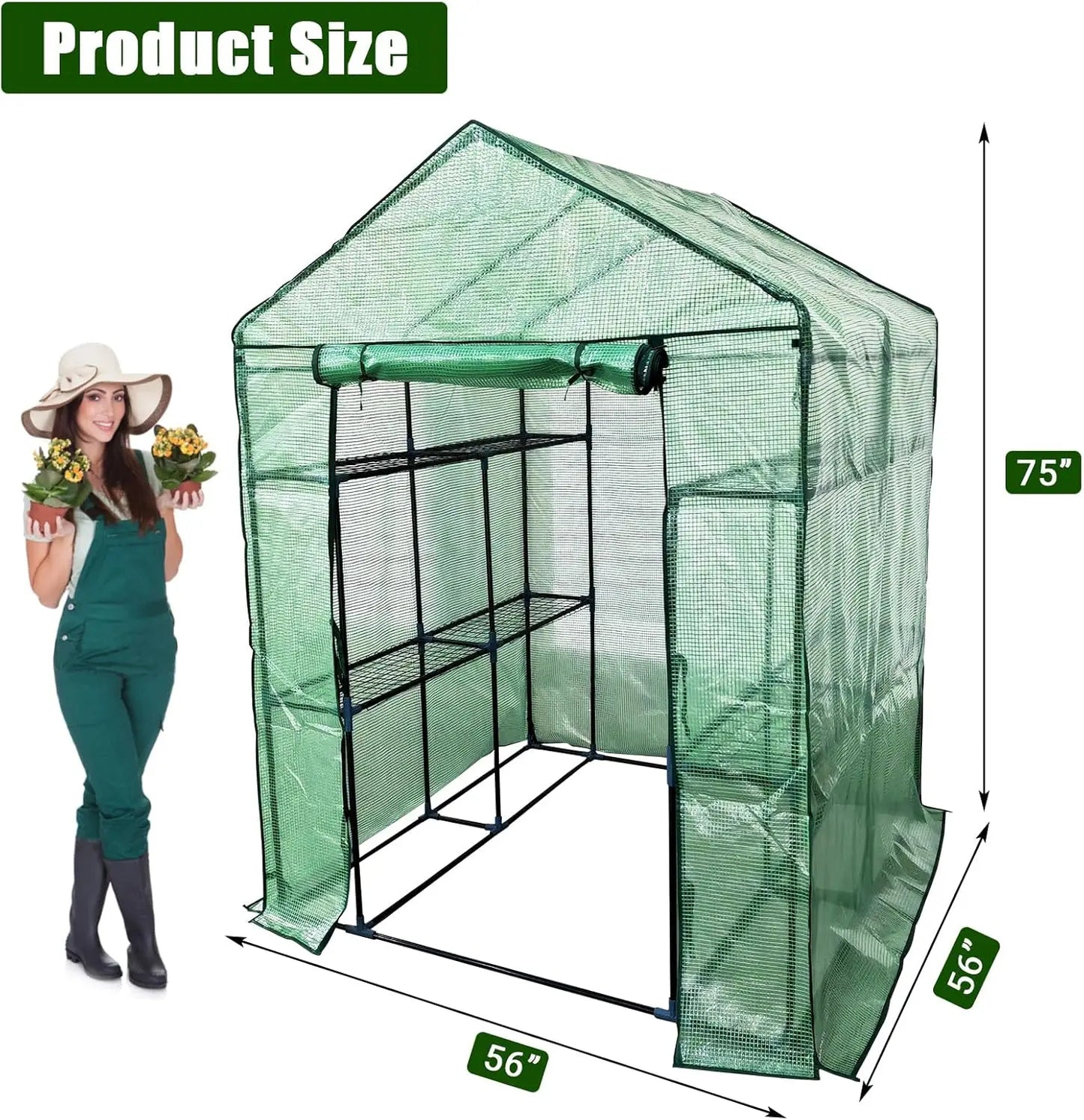 HiMISSH Portable Outdoor Greenhouse With Roll Up Door