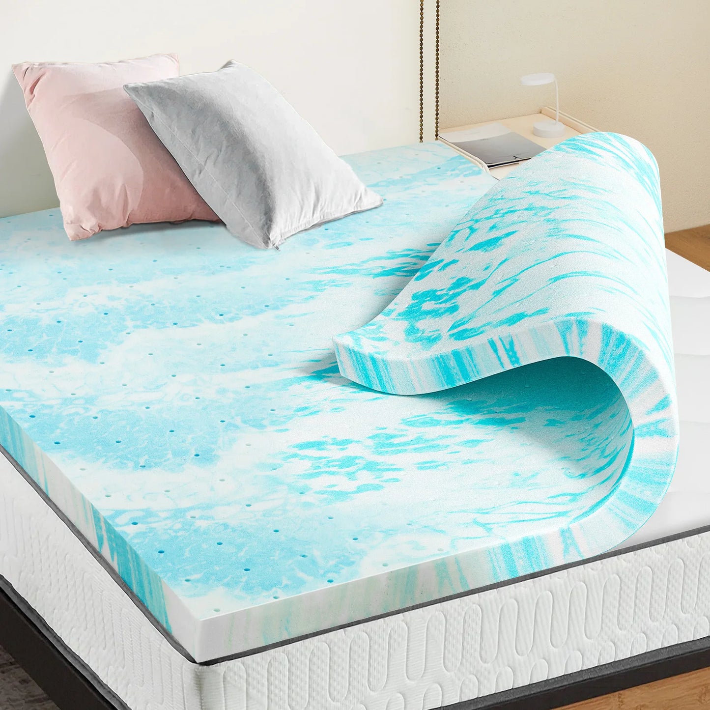 JHK Gel Memory Foam Mattress Topper For Cooling Comfort