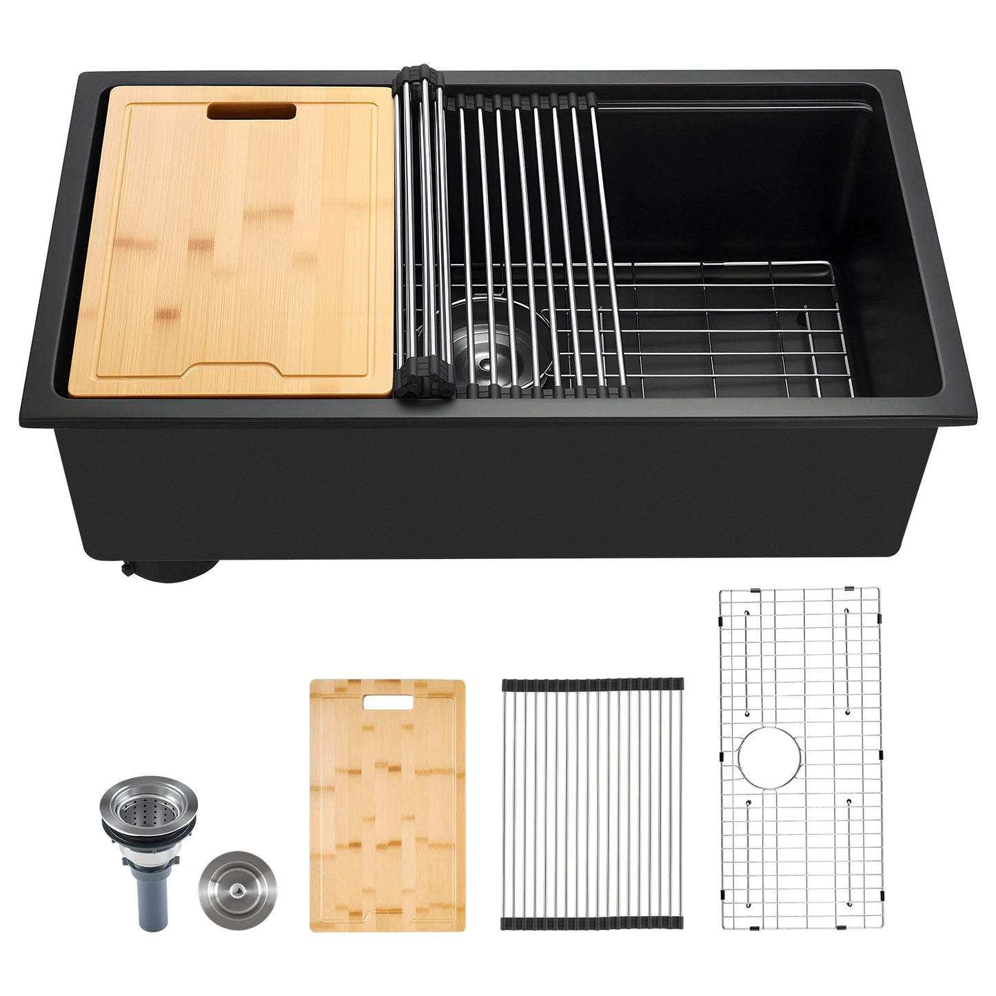 SucceBuy Granite Kitchen Sink Workstation Undermount Single Bowl