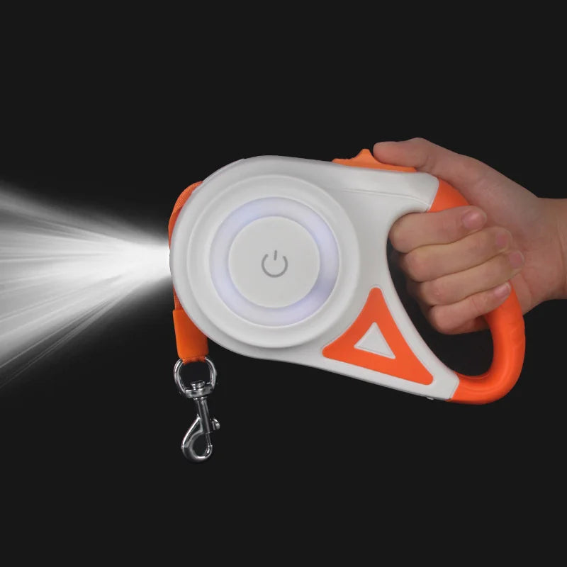 Automatic Retractable Dog Leash With Led Light Nylon Lead